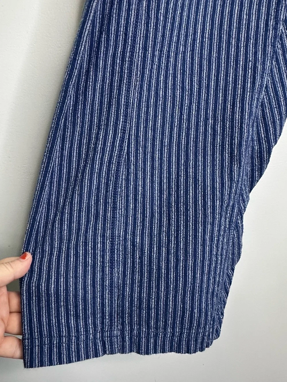 Free People Runyon Oversized Stripe Harem Drop Crotch Blue Cropped Pants